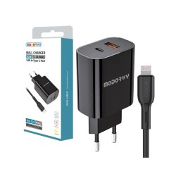 Modorwy PD Wall Charger MA1116 USB 2.0+Type-C with Lightning cable 5V 3.1A Black Modorwy PD Wall Charger MA1116 USB 2.0+Type-C with Lightning cable 5V 3.1A Black